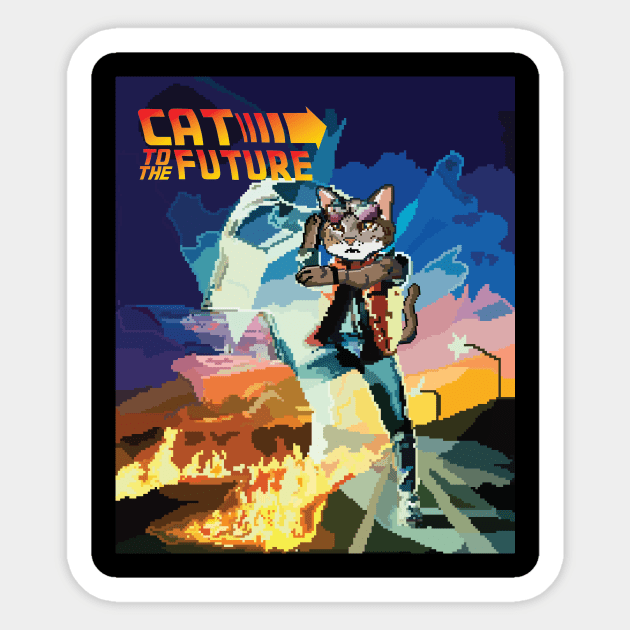 CAT TO THE FUTURE - Back To The Future Inspired Sticker by Retro Meowster